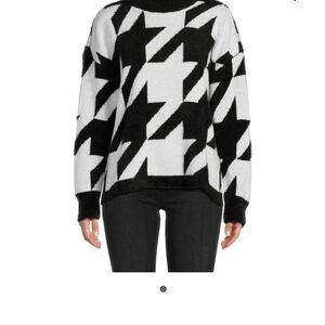 Karl Lagerfeld Paris houndstooth mockneck sweater size Women's Med. black/white